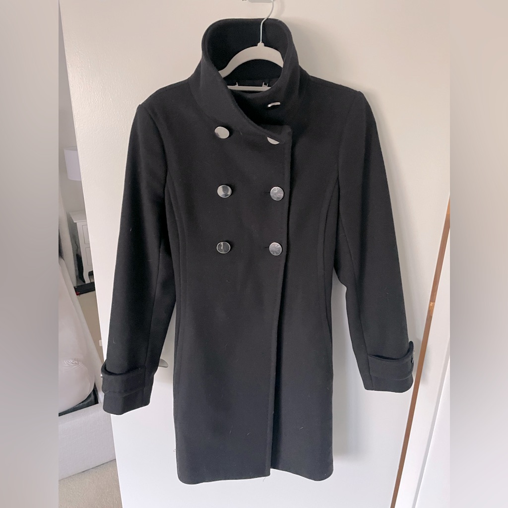Babaton Black Wool And Cashmere Coat, Size Small
